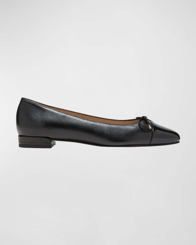 Sleek Mixed Leather Ballerina Flats